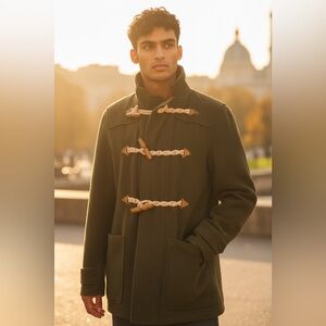 ASOS‎ WOOL MIXED WOOL DUFFLE COAT-Khaki Color~Warm and stylish!